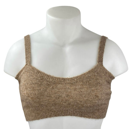Zara Women's Brown Tan Wool Sleeveless Cami Camisole Bandeau Crop Tank Top Sz S