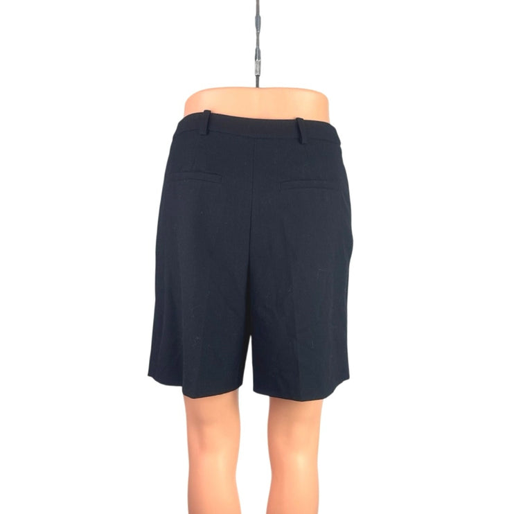 Zara Women's Black Pleated High Rise Straight Bermuda Chino Casual Shorts XS
