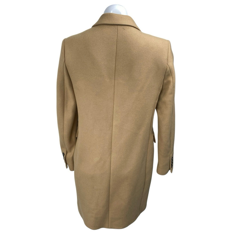 Zara Brown Faux Suede Notch Collar Button Long Sleeve Trench Overcoat Jacket S