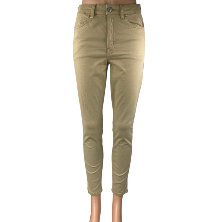 American Eagle Women's Beige Tan Mid Rise Skinny Slim Stretch Trousers Pants 6