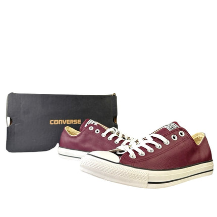 Converse Chuck Taylor OX Unisex Burgundy Leather Lace Up Sneakers Shoes M-9 W-11