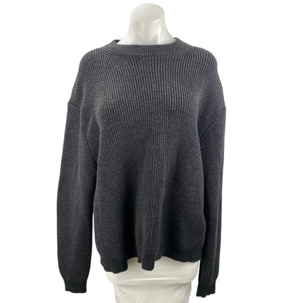 Zara Women's Black Long Sleeve Ribbed Knit Crew Neck Pullover Sweater Top Size L