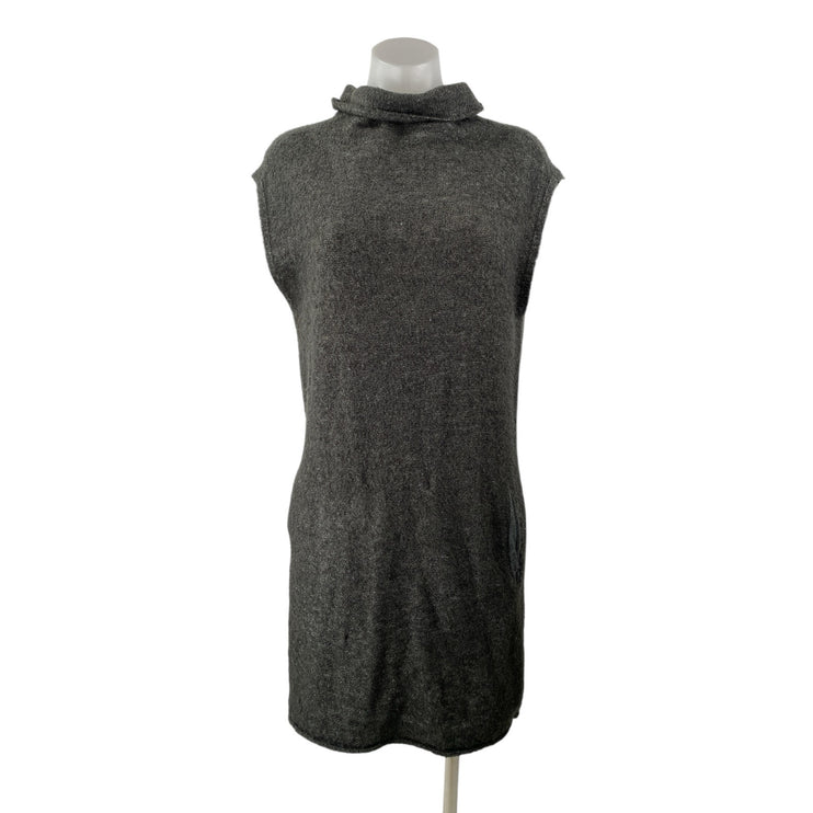Joie Soft Gray Turtleneck Cap Sleeve Knit Pocket Shift Mini Sweater Dress Size S