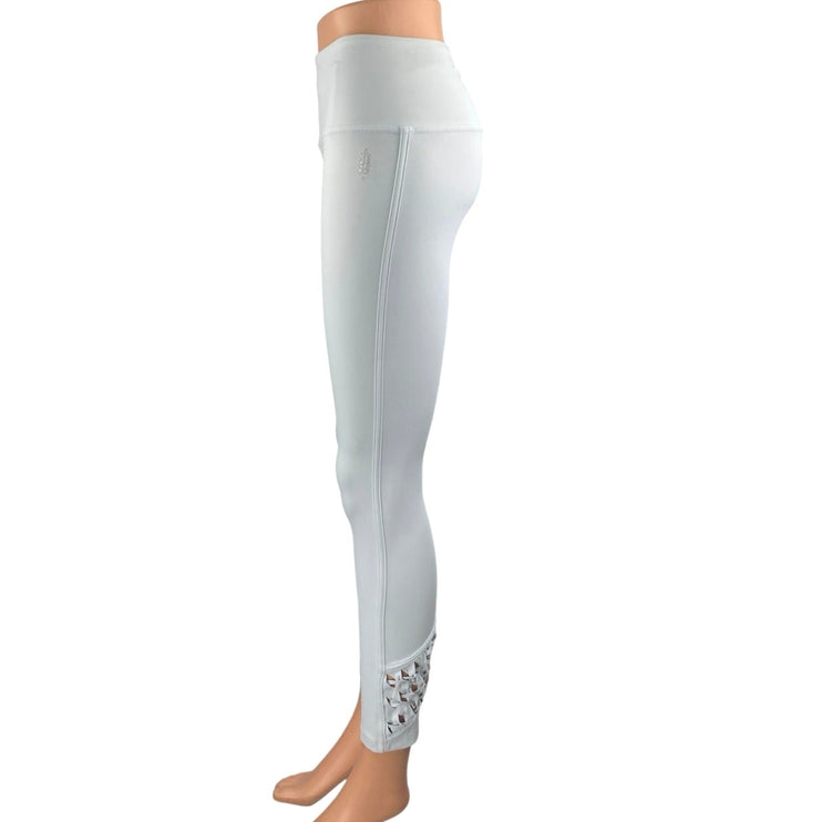 Free People Revelation Women's White Cutouts Mid Rise Yoga Leggings Pants Sz XS