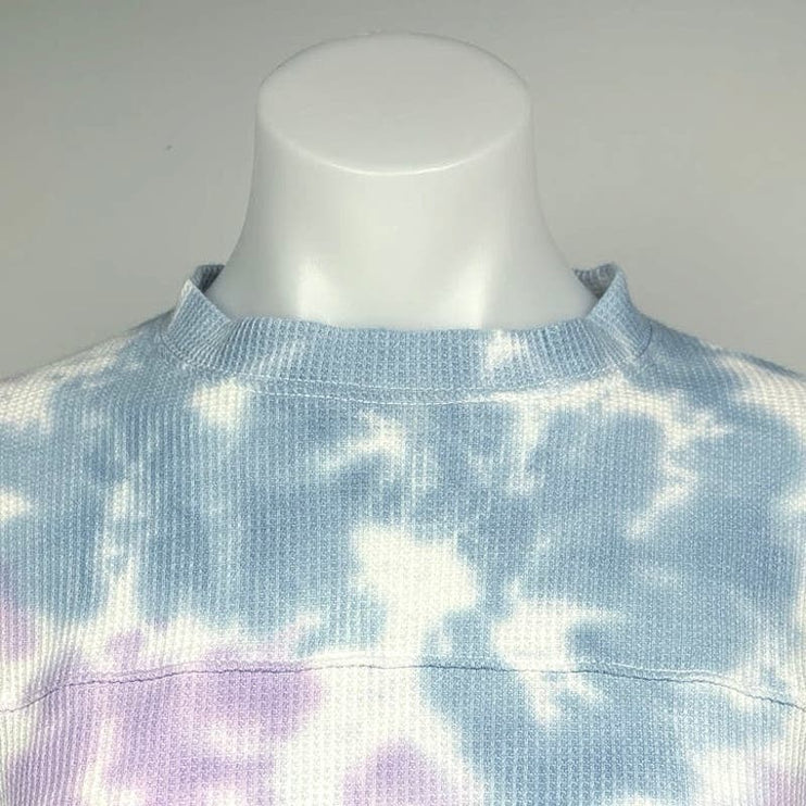 Wild Fable Multicolor Tie Dye Waffle Long Sleeve Cropped T-Shirt Top Size XS