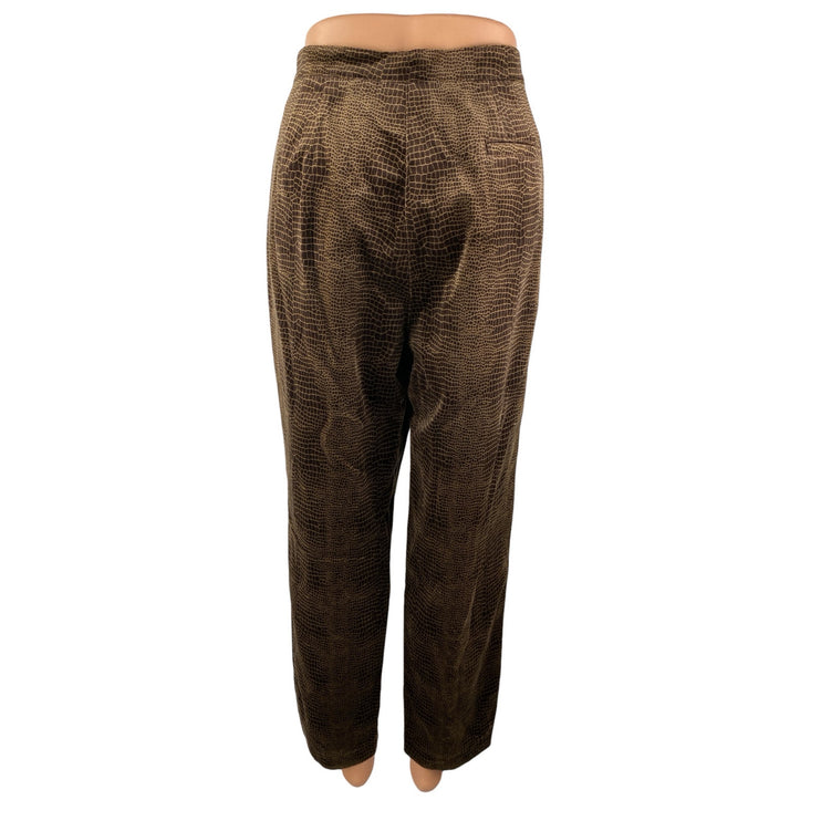 Liz Claiborne Women's Tan Snakeskin Croc High Rise Straight Trousers Pants 14