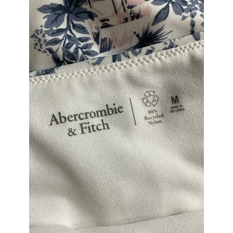 Abercrombie & Fitch White Blue Floral One Shoulder 2 Pc Bikini Set Swimwear Sz M