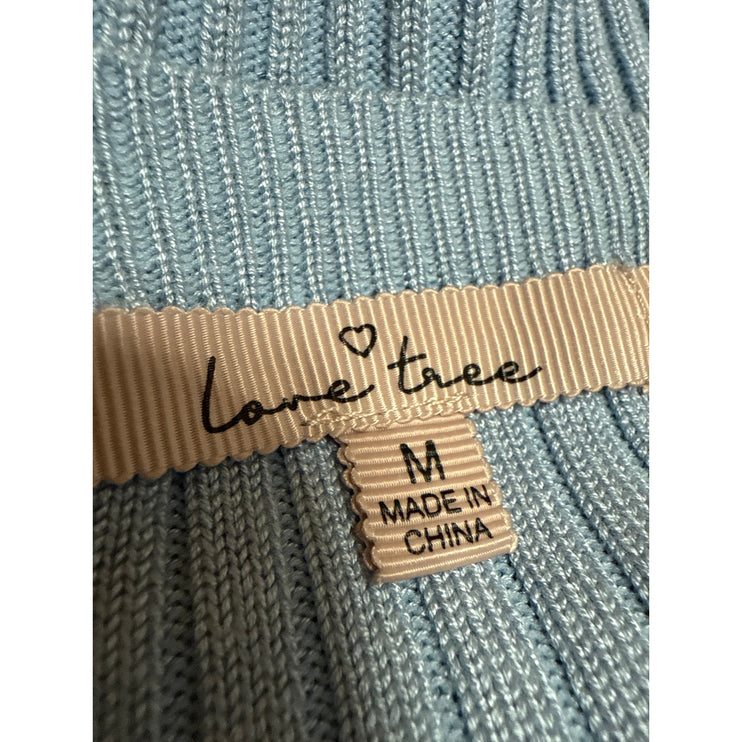 Love Tree Women's Blue Ribbed Knit Long Dolman Sleeve Wrap Sweater Top Size M