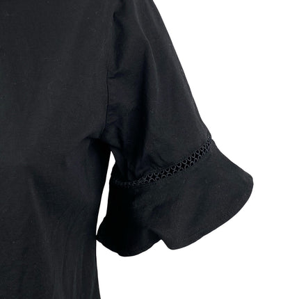 Ann Taylor Women's Black Short Bell Sleeve Round Neck Shirt Blouse Top Size S