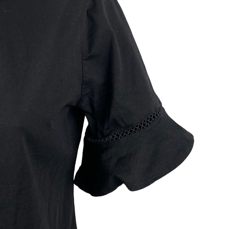 Ann Taylor Women's Black Short Bell Sleeve Round Neck Shirt Blouse Top Size S