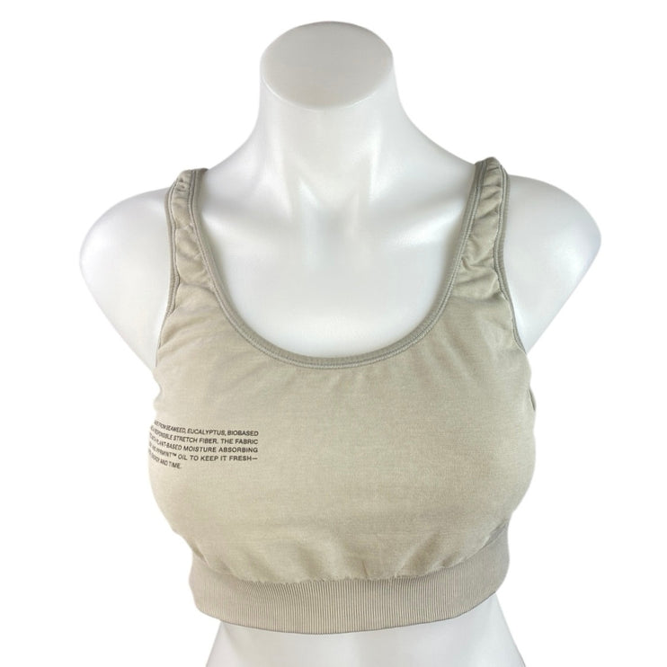 Pangaia Women's Cream Beige Sleeveless Yoga Athletic Sports Bra Crop Top Size XL