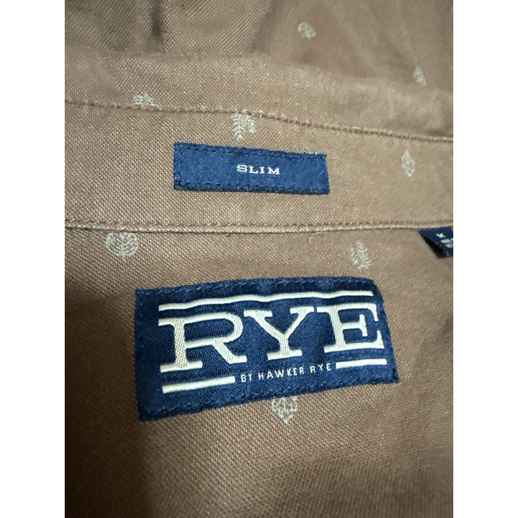 RYE by Hawker Rye Men's Brown Slim Fit Long Sleeve Button Up Shirt Top Size M
