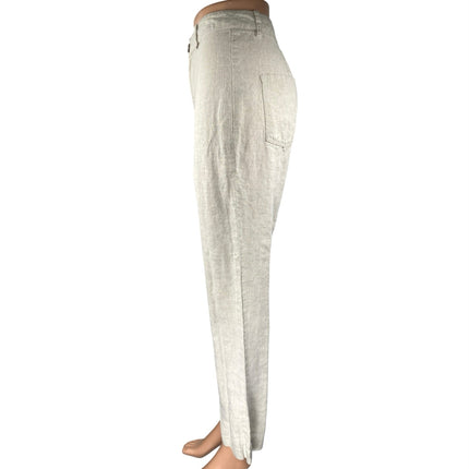 Reformation Women's Gray Linen High Waisted Straight Trousers Pants Size 2