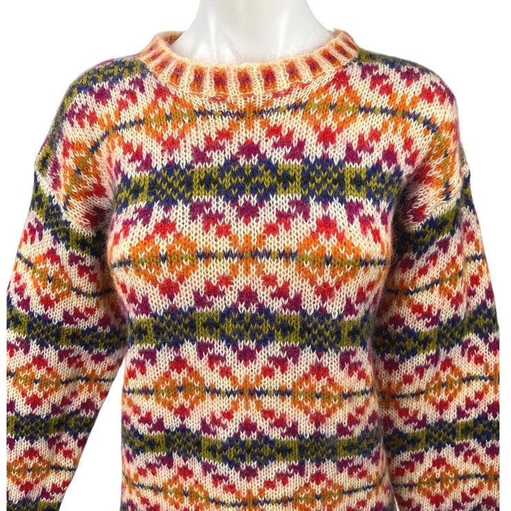 Vintage Jones New York Multicolor Mohair Fair Isle Oversized Tunic Sweater Top S