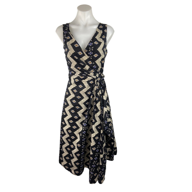 Mango Multicolor Black Aztec Print Sleeveless V-neck Fit & Flare Wrap Brie Mango Multicolor Black Aztec Print Sleeveless V-neck Fit & Flare Wrap Brie
