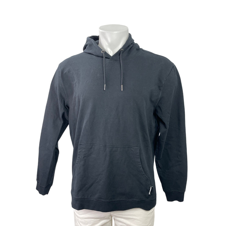 Earbottom Men's Black Long Sleeve Pullover Hoodie Hooded Sweatshirt Top Size L