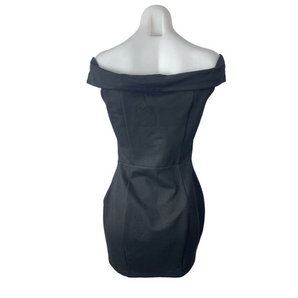 Superdown Black Off The Shoulder Sweetheart Slit Pencil Mini Bodycon Dress Sz M