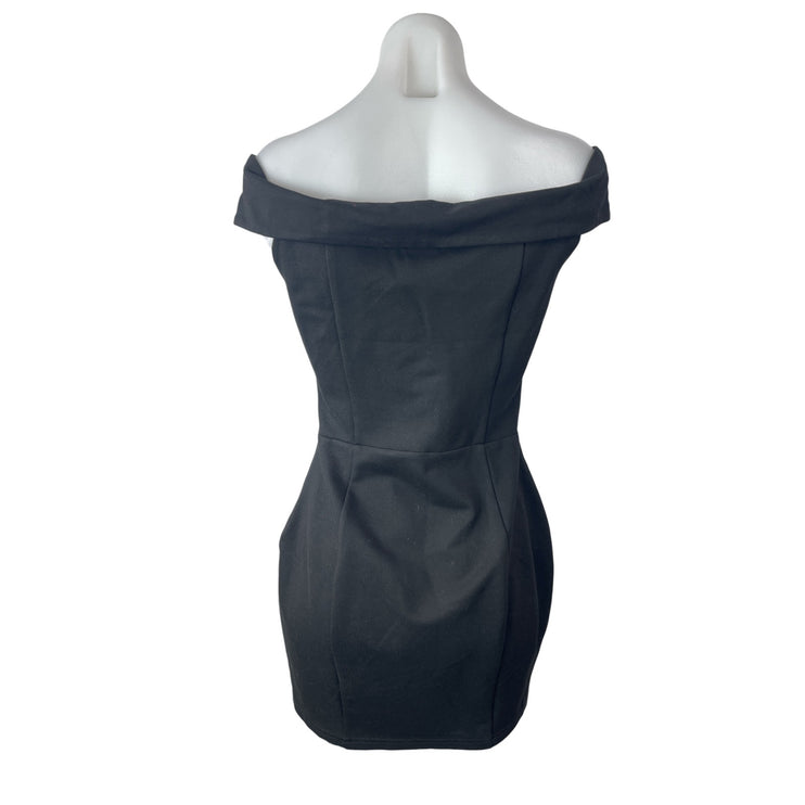 Superdown Black Off The Shoulder Sweetheart Slit Pencil Mini Bodycon Dress Sz M