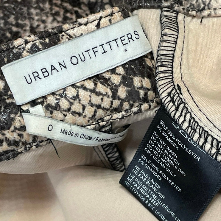Urban Outfitters Women's Beige Snakeskin Animal Print Straight Trousers Pants 0