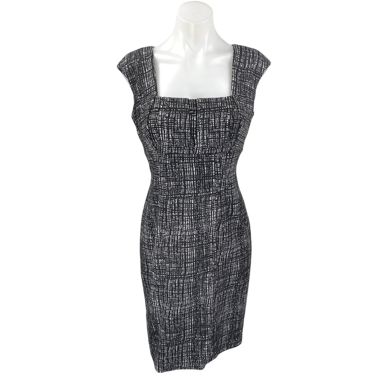 Calvin Klein Black Square Neck Short Cap Sleeve Knee Length Sheath Dress Size 4