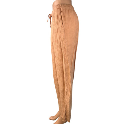 Aritzia Wilfred Orange Tan Elastic Waist Straight Wide Pull On Trousers Pants S