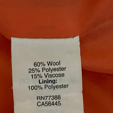 J.Crew Women's Orange Red Wool Long Sleeve Funnel Neck Pea Coat Jacket Size 0