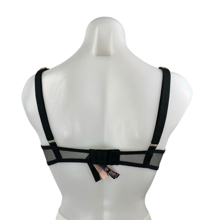 NEW Victoria's Secret Very Sexy Balconette Black Mesh Sheer Underwire Bra Sz 34C