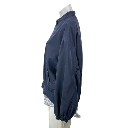 Zara Basic Women's Navy Blue Long Sleeves Front Zip Bomber Coat Jacket Size S