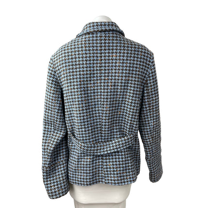 Jonathan Michael Women's Wool Houndstooth Double Breasted Pea Coat Jacket Sz M