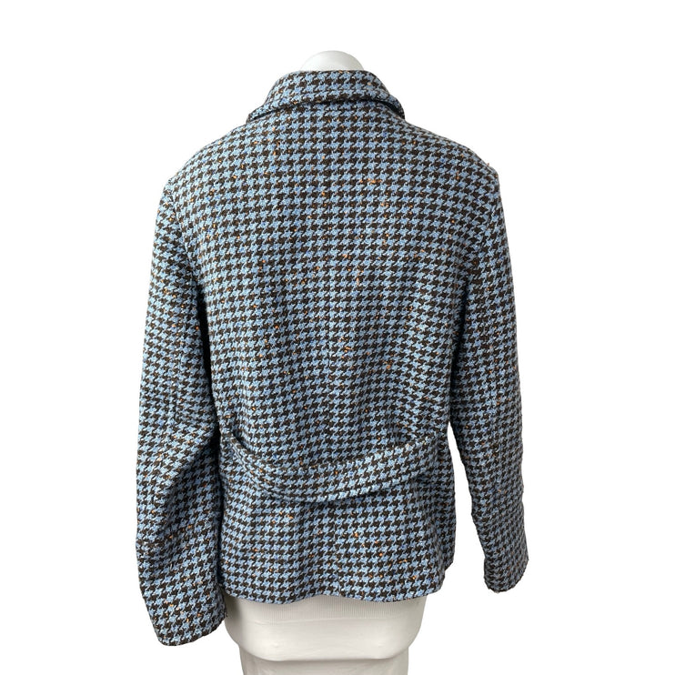 Jonathan Michael Women's Wool Houndstooth Double Breasted Pea Coat Jacket Sz M