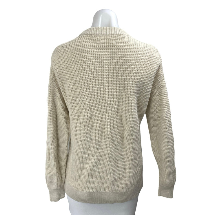 Aritzia Wilfred Cream Wool Waffle Knit Mock Neck Long Sleeve Sweater Top Size XS