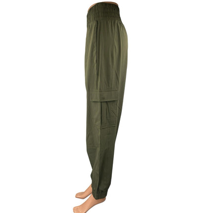 YPB MotionTek Green High Waisted Jogger Tapered Trousers Cargo Pants Size L