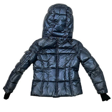 S13 New York Kids Black Quilted Hooded Full Zip Winter Puffer Coat Jacket Size 6