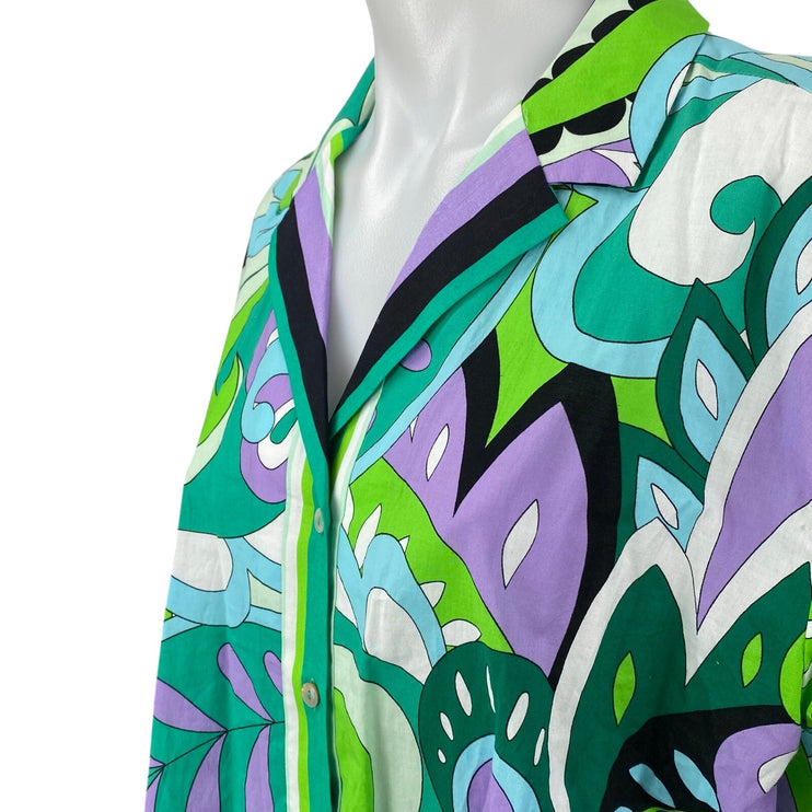 NEW Steve Madden Paloma Multicolor Abstract Button Up Cropped Shirt Top Size S