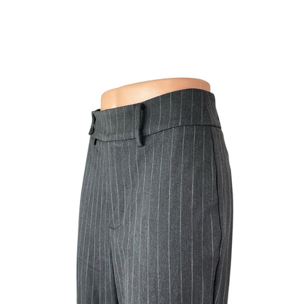 Commense Womens Black Pinstriped High Rise Flared Bootcut Trousers Pants Size XS