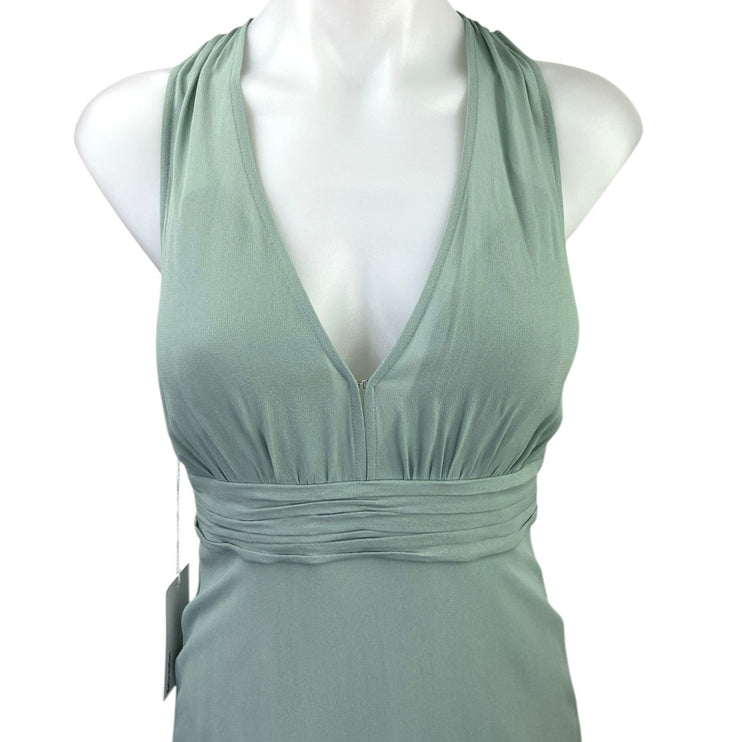 NEW Reformation Green Rosalind Halter Plunge V Cocktail A Line Maxi Dress Size 2