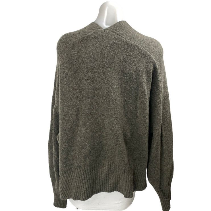 H&M Women's Gray V-neck Button Down Long Sleeve Knit Cardigan Sweater Top Sz XL
