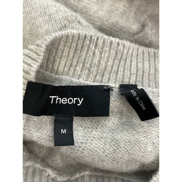 Theory 100% Cashmere Women's Gray Crew Neck Long Sleeve Classic Sweater Top Sz M