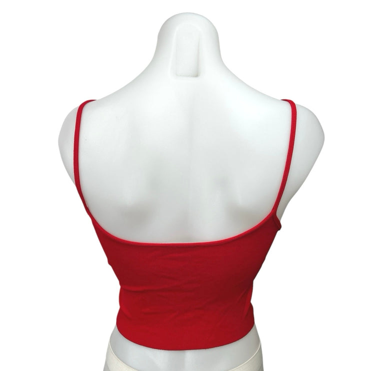 Zara Knit Red Sleeveless Sweetheart Twist Front Cami Crop Tank Top Size S