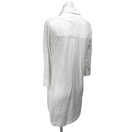 Jacobs & Jacobs White 100% Linen Pocket Button Down Tunic Shirt Dress Size L