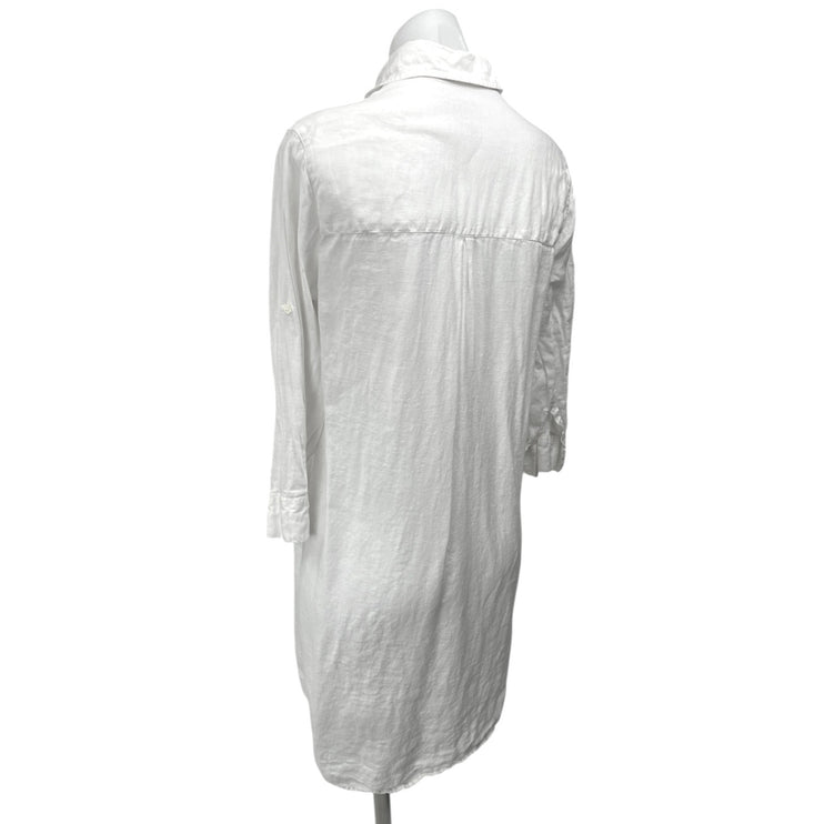 Jacobs & Jacobs White 100% Linen Pocket Button Down Tunic Shirt Dress Size L