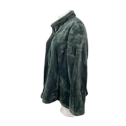 32 Heat Women's Green Fleece Long Sleeve Full Zip Cardigan Sweater Jacket Top 3X