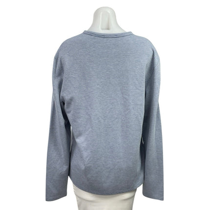 Vince Womens Blue Striped Long Sleeve Crew Neck Knit Pullover Sweater Top Size L