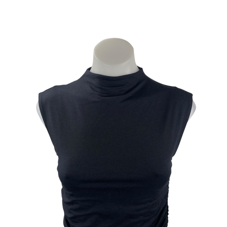 Abercrombie & Fitch Women's Black Sleeveless Mock Neck Ruched Tank Top Size S