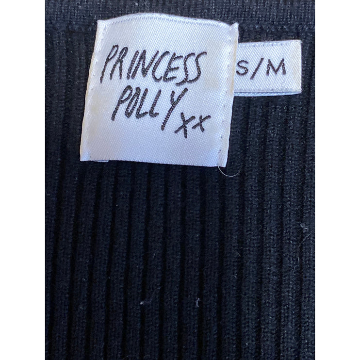 Princess Polly Take My Time Women's Wool Button Up Crop Cardigan Sweater Top S/M