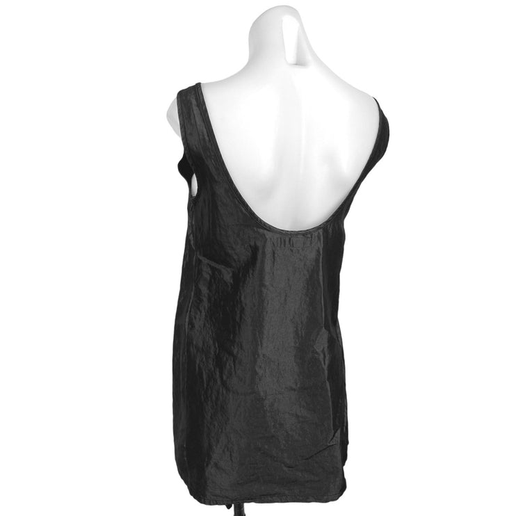 NEW Zara Black Silky Satin Look Sleeveless Scoop Neck Pullover Mini Tank Dress S