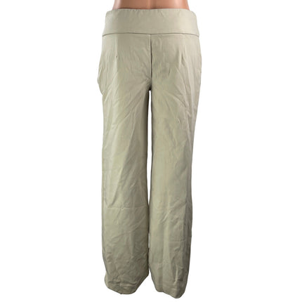 Meshki Womens Beige High Rise Waistband Metallic Button Wide Leg Trouser Pants S