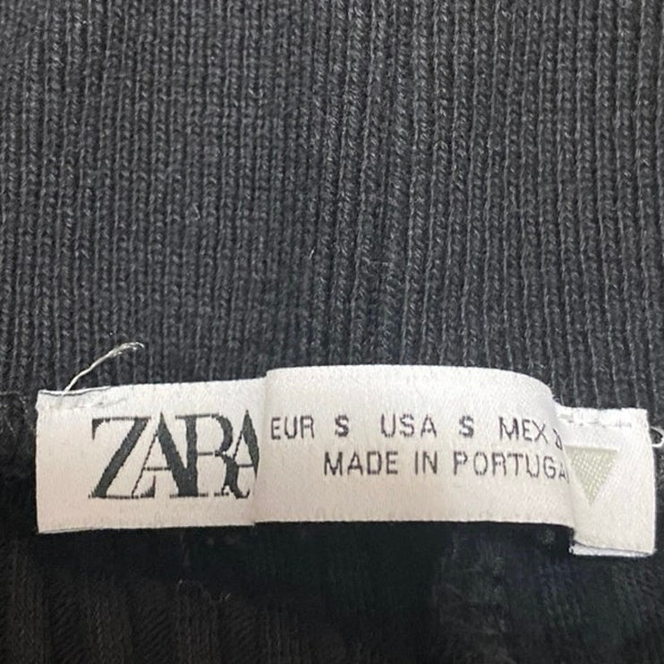 Zara Women's Black Ribbed Knit Sculpt High Waisted Pencil Midi Skirt Size S