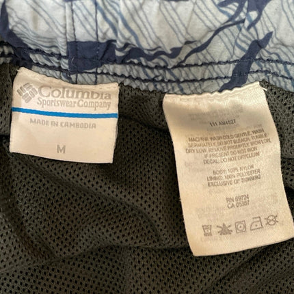 Columbia Men's Blue Leaf Tropical Hawaiian Mid Rise Board Swim Shorts Size M