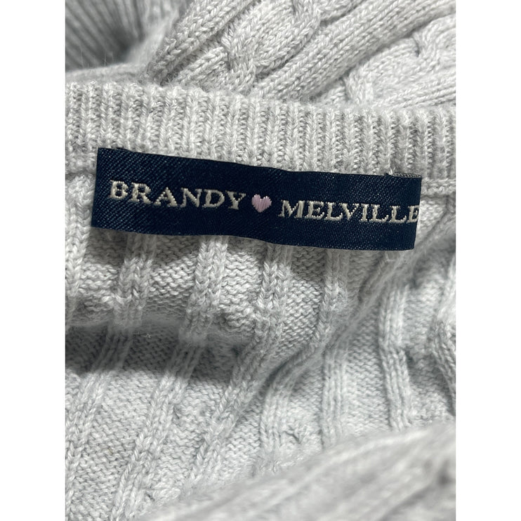 Brandy Melville Gray Ribbed Knit Long Sleeve Button Up Cardigan Sweater Size S/M